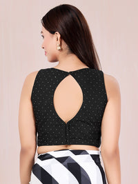 Vamas Satin Stone Work Blacl Partywear Blouse