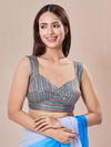 Vamas Tissue Stripes Armhole Cut Sleeveless Blouse