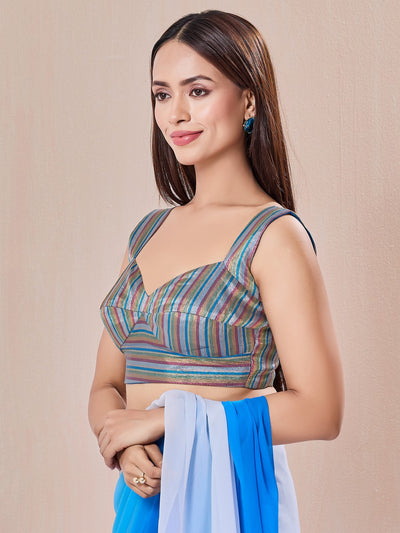 Vamas Tissue Stripes Armhole Cut Sleeveless Blouse