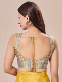 Vamas Tissue Stripes Armhole Cut Sleeveless Blouse