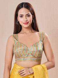 Vamas Tissue Stripes Armhole Cut Sleeveless Blouse