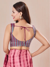 Vamas Tissue Stripes Armhole Cut Sleeveless Blouse