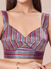 Vamas Tissue Stripes Armhole Cut Sleeveless Blouse