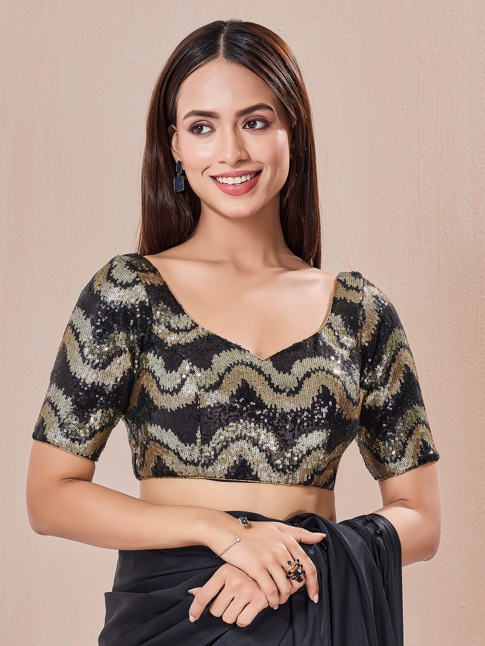 Sequence Waves Embroidery Partywear Blouse