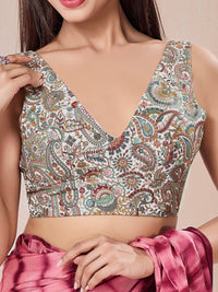 Kashmiri Work Yoke Sleeveless Blouse