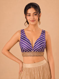 Laherya Printed Plunging V Neckline Sleeveless Blouse