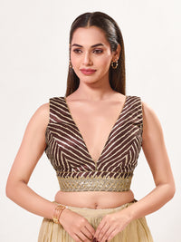 Laherya Printed Plunging V Neckline Sleeveless Blouse
