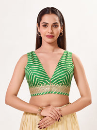 Laherya Printed Plunging V Neckline Sleeveless Blouse