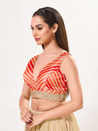 Laherya Printed Plunging V Neckline Sleeveless Blouse
