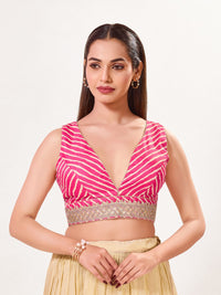 Laherya Printed Plunging V Neckline Sleeveless Blouse