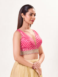 Laherya Printed Plunging V Neckline Sleeveless Blouse