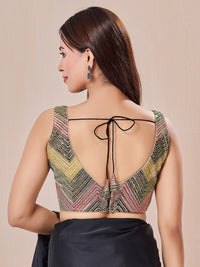 Multi Zig Zag Zari Cord Embroidery Blouse