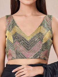 Multi Zig Zag Zari Cord Embroidery Blouse