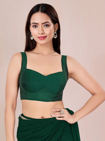 Vamas Pintucks Katori Cut Silk Sleeveless Blouse