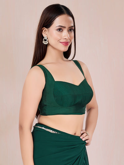 Vamas Pintucks Katori Cut Silk Sleeveless Blouse