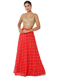 Threadwork Sequence Embroidered V Neck Sleeveless Blouse