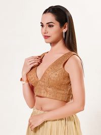Threadwork Sequence Embroidered V Neck Sleeveless Blouse