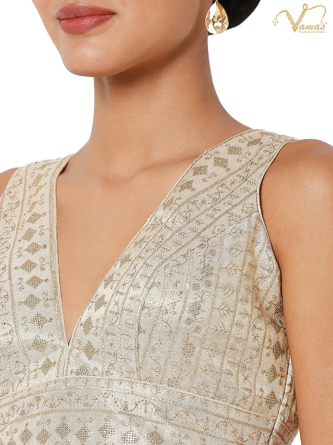 Vamas Women's Tissue Padded Back Open Sleeveless Saree Blouse ( B-41NS )