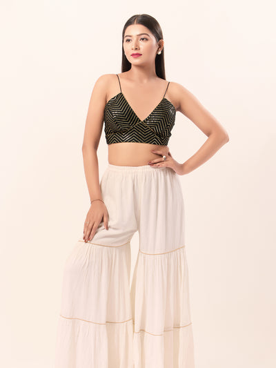 Sequence V Neck Yoke Strappy Blouse