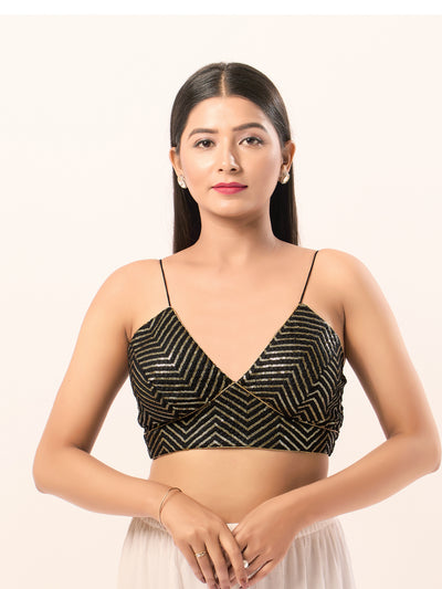 Sequence V Neck Yoke Strappy Blouse