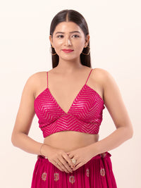 Sequence V Neck Yoke Strappy Blouse