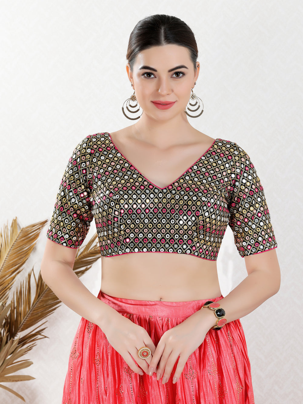 Abhla V Neck Navtratri Elbow Sleeve Blouse