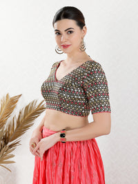 Abhla V Neck Navtratri Elbow Sleeve Blouse