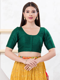 Vamas Art Silk Round Neck Solid Front Open Blouse