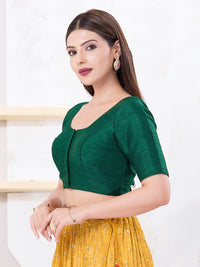 Vamas Art Silk Round Neck Solid Front Open Blouse