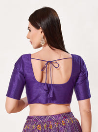 Vamas Art Silk Round Neck Solid Front Open Blouse