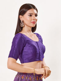 Vamas Art Silk Round Neck Solid Front Open Blouse