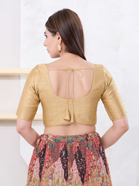 Vamas Art Silk Round Neck Solid Front Open Blouse