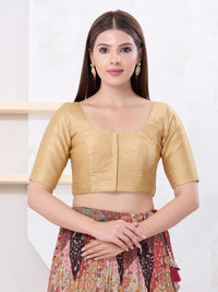 Vamas Art Silk Round Neck Solid Front Open Blouse