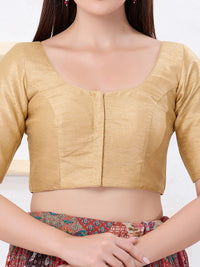 Vamas Art Silk Round Neck Solid Front Open Blouse