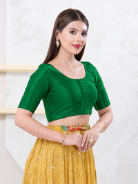 Vamas Art Silk Round Neck Solid Front Open Blouse