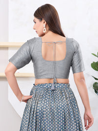 Vamas Art Silk Round Neck Solid Front Open Blouse