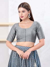 Vamas Art Silk Round Neck Solid Front Open Blouse