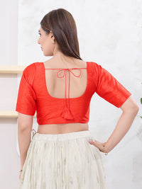 Vamas Art Silk Round Neck Solid Front Open Blouse