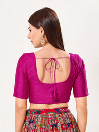 Vamas Art Silk Round Neck Solid Front Open Blouse
