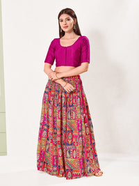 Vamas Art Silk Round Neck Solid Front Open Blouse