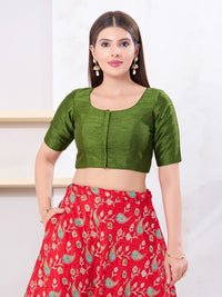 Vamas Art Silk Round Neck Solid Front Open Blouse