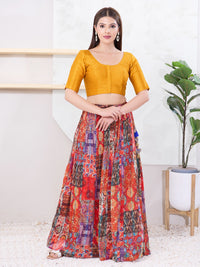 Vamas Art Silk Round Neck Solid Front Open Elbow Sleeves Blouse