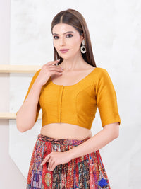 Vamas Art Silk Round Neck Solid Front Open Blouse