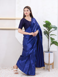 Vamas Art Silk Round Neck Solid Front Open Blouse