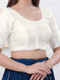 Vamas Art Silk Round Neck Solid Front Open Blouse