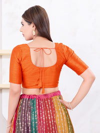 Vamas Art Silk Round Neck Solid Front Open Blouse