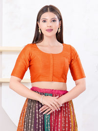 Vamas Art Silk Round Neck Solid Front Open Blouse
