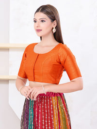 Vamas Art Silk Round Neck Solid Front Open Blouse