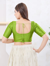 Vamas Art Silk Round Neck Solid Front Open Blouse