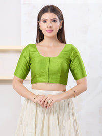 Vamas Art Silk Round Neck Solid Front Open Blouse